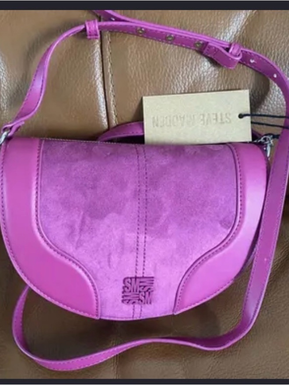 Steve Madden Fuchsia Half-Moon Crossbody Bag